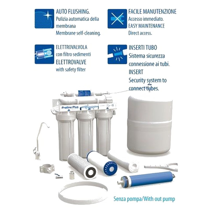EBTOOLS Depuratore Acqua a Osmosi Inversa,Sistema Filtrazione Acqua,6 Fasi a Osmosi Inversa con Set Filtro di Ricambio,50 35cm 