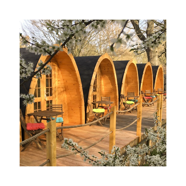 Gazebo camping POD in legno casetta giardino bungalow 4,8x2,4m