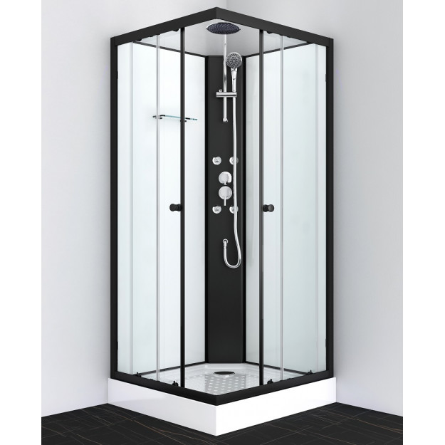 Box doccia idromassaggio quadrato 80x80 e 90x90 bianco con profili neri