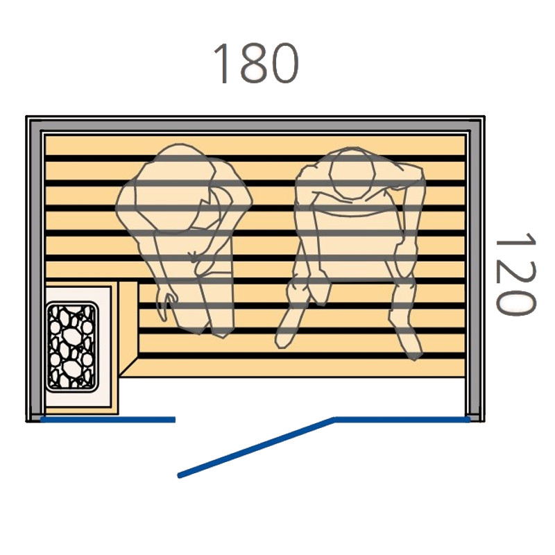 Disegno tecnico sauna finlandese 180x120cm